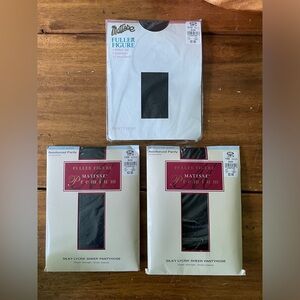 New Old Stock Lot Of 3 Vintage Matisse Sheer Support Pantyhose Queen 3x Black